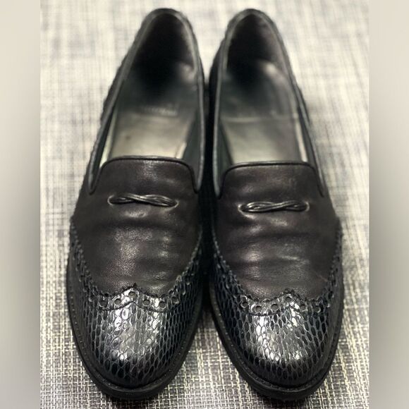 Stuart Weitzman Black Leather Loafers - Picture 1 of 13